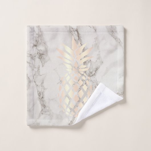 Hübscher Kükenkupfer-Rosengoldananasmarmor Badhandtuch Set (Waschlappen)