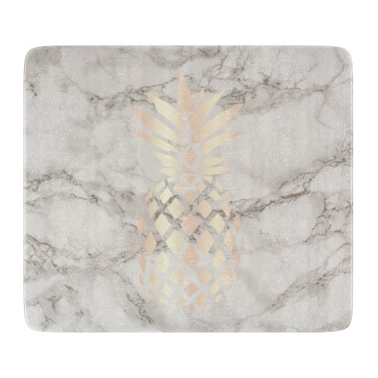 Hübscher Kükenkupfer-Rosengoldananasmarmor Schneidebrett (Vorderseite)