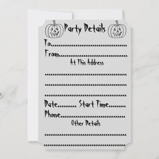 Hübscher Kürbis mit ausgeschnittenem Gesicht für H Einladung (Rückseite)