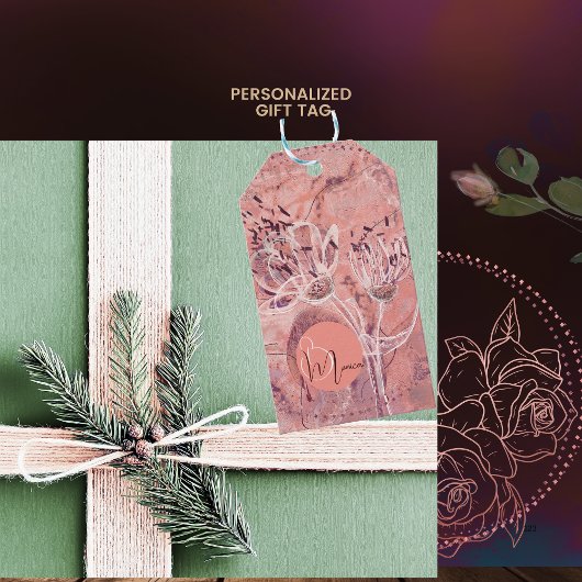 Hübscher Lachs Rosa Blume Geschenkanhänger