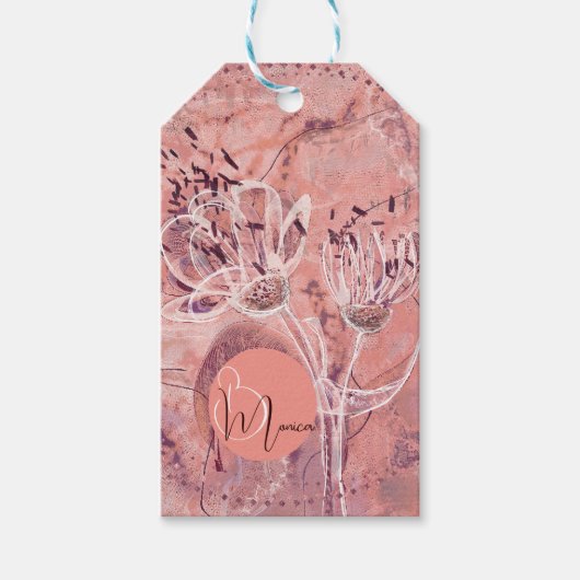 Hübscher Lachs Rosa Blume Geschenkanhänger (Vorderseite)