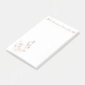 Hübscher Lama mit Blume und grüner Ribbon Post-it Klebezettel (angewinkelt)