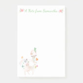 Hübscher Lama mit Blume und grüner Ribbon Post-it Klebezettel (Vorderseite)