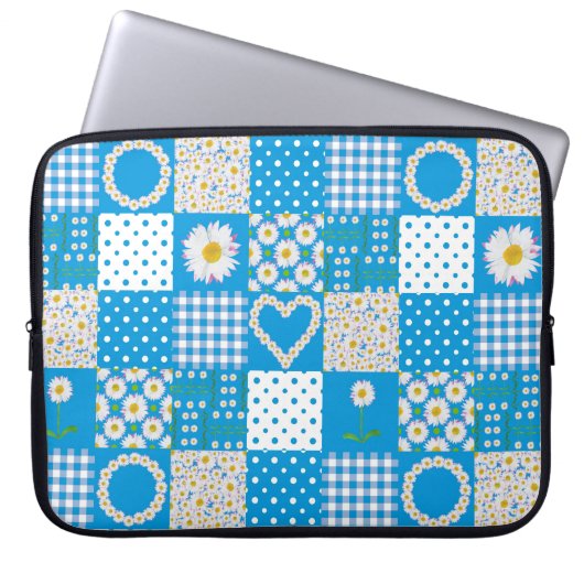 Hübscher Laptop-Sieb: Daisy Chains, Imitate Patchw Laptopschutzhülle (Vorderseite)