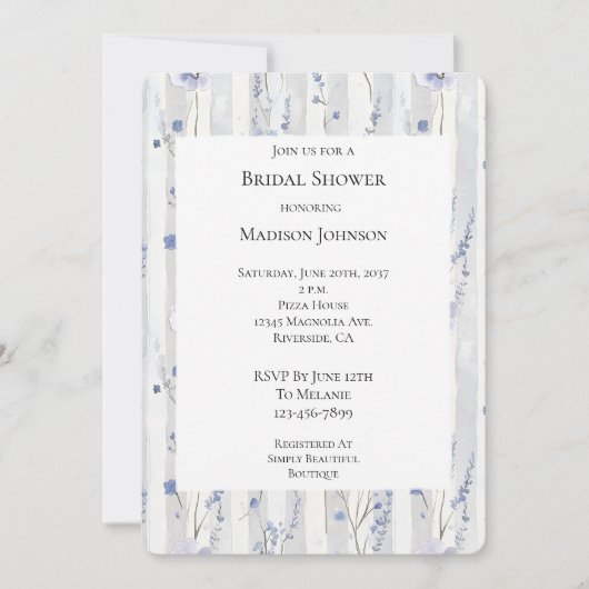 Hübscher Lavendel Brautparty Einladung (Vorderseite)