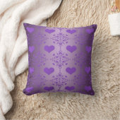 Hübscher Lavendel Lila Hearts Damask Kissen (Decke)