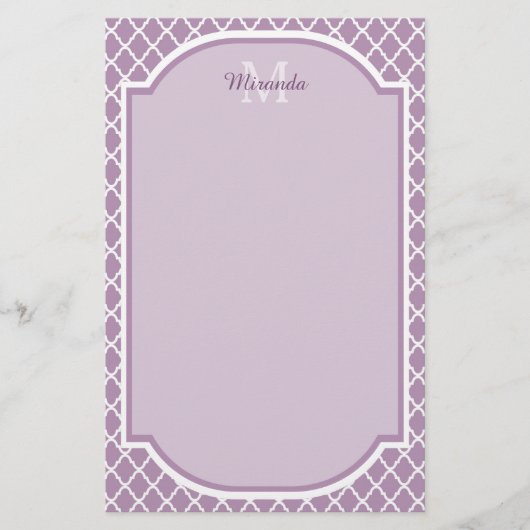 Hübscher Lavendel Lila Quatrefolie Mit Monogramm N Briefpapier (Vorderseite)