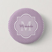 Hübscher Lavendel Lila Quatrefolie Mit Monogramm N Button (Vorderseite)