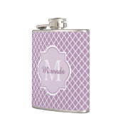 Hübscher Lavendel Lila Quatrefolie Mit Monogramm N Flachmann (Links)