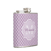 Hübscher Lavendel Lila Quatrefolie Mit Monogramm N Flachmann (Rechts)