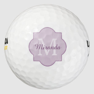 Hübscher Lavendel Lila Quatrefolie Mit Monogramm N Golfball