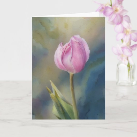 Hübscher Lavendel Rosa Tulip Blume Kunst Karte (Orchidee)
