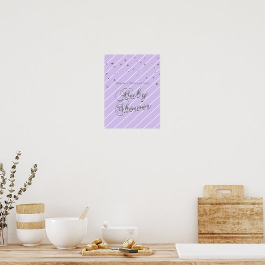 Hübscher Lavendel und Silver Baby Dusche Poster (Küche)