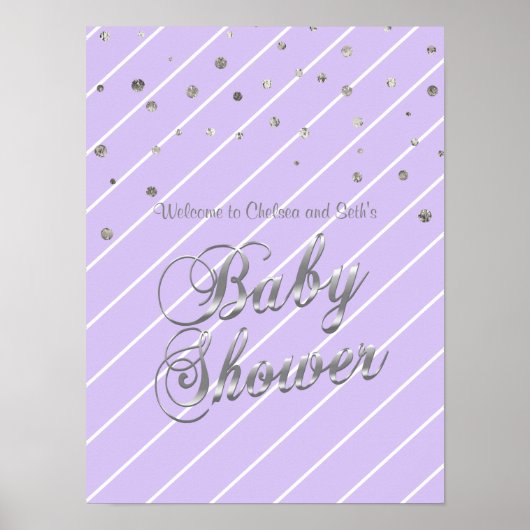 Hübscher Lavendel und Silver Baby Dusche Poster (Vorne)