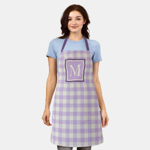Hübscher Lavendel-Violett Lila Ivory Gingham Schürze