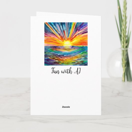 Hübscher, lebhafter Sonnenuntergang über dem Wasse Karte (Rückseite)