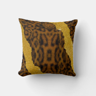 Hübscher Leder-Leopard-Tierdruck mit Glitter Kissen