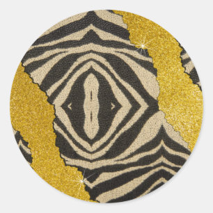 Hübscher Leder-Zebra-Tierdruck mit Glitter Runder Aufkleber