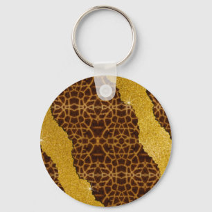 Hübscher Ledergiraffen-Tierdruck mit Glitter Schlüsselanhänger