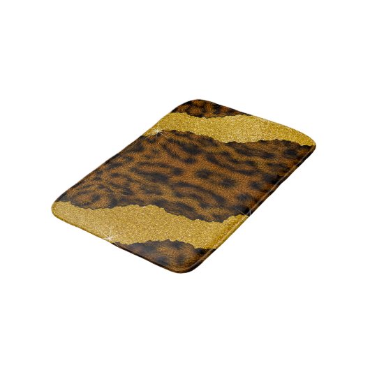 Hübscher Lederleopardendruck mit Glitzer Badematte (Schrägansicht)