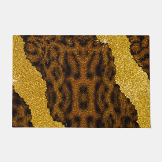 Hübscher Lederleopardendruck mit Glitzer Fußmatte (Vorderseite)