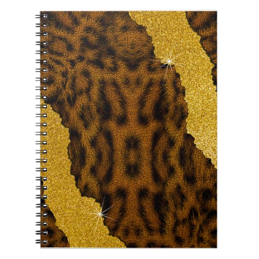 Hübscher Lederleopardendruck mit Glitzer Notizblock (Vorderseite)