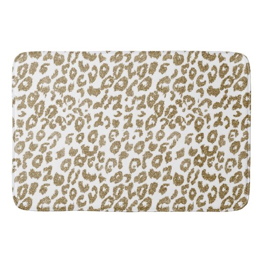 Hübscher Leopard Print Gold Glitzer Badematte (Vorderseite)