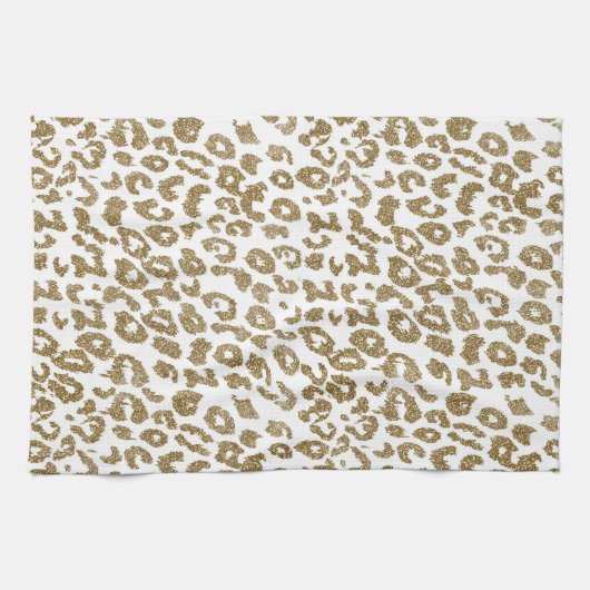 Hübscher Leopard Print Gold Glitzer Handtuch (Horizontal)