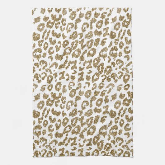 Hübscher Leopard Print Gold Glitzer Handtuch (Vertikal)