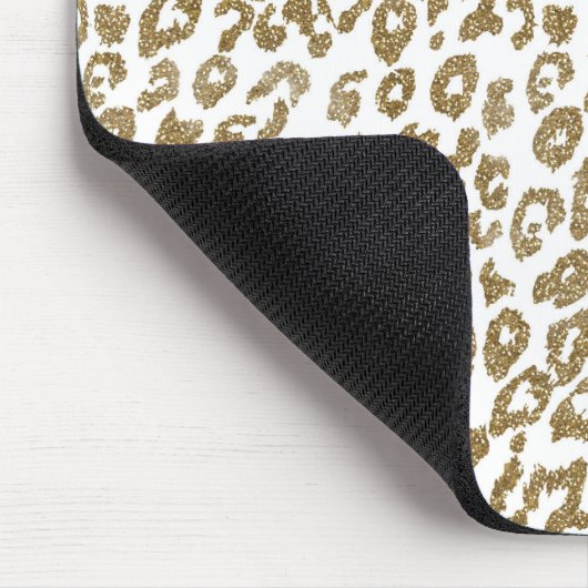 Hübscher Leopard Print Gold Glitzer Mousepad (Ecke)
