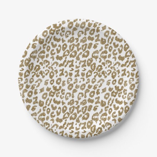 Hübscher Leopard Print Gold Glitzer Pappteller (Vorderseite)