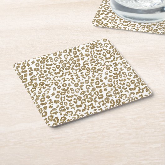 Hübscher Leopard Print Gold Glitzer Rechteckiger Pappuntersetzer (angewinkelt)