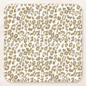 Hübscher Leopard Print Gold Glitzer Rechteckiger Pappuntersetzer (Vorderseite)