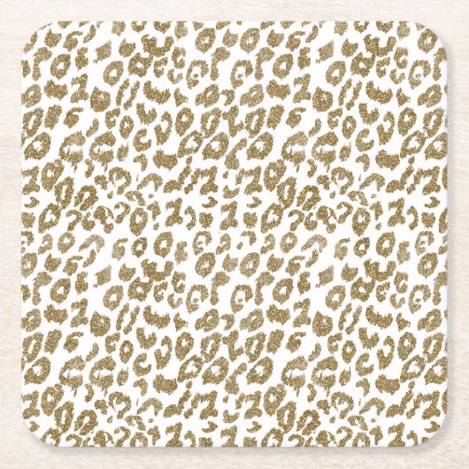 Hübscher Leopard Print Gold Glitzer Rechteckiger Pappuntersetzer (Vorderseite)