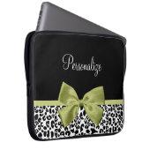 Hübscher Leopard Print Spring Green Boy mit Namen Laptopschutzhülle (Vorne Rechts)