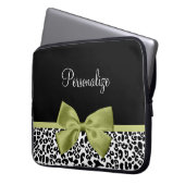 Hübscher Leopard Print Spring Green Boy mit Namen Laptopschutzhülle (Vorderseite Links)