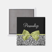 Hübscher Leopard Print Spring Green Boy mit Namen Magnet (Vorderseite/Rückseite)
