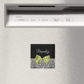 Hübscher Leopard Print Spring Green Boy mit Namen Magnet (In Situ (Geschirrspüler))