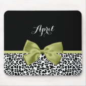 Hübscher Leopard Print Spring Green Boy mit Namen Mousepad (Vorne)