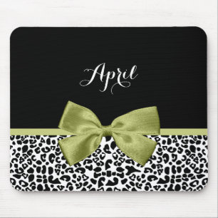 Hübscher Leopard Print Spring Green Boy mit Namen Mousepad