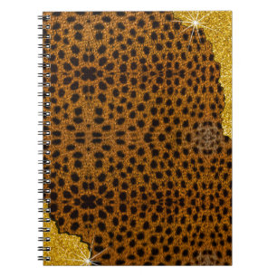 Hübscher Leoparden-Leder-Tierdruck mit Glitter Notizblock