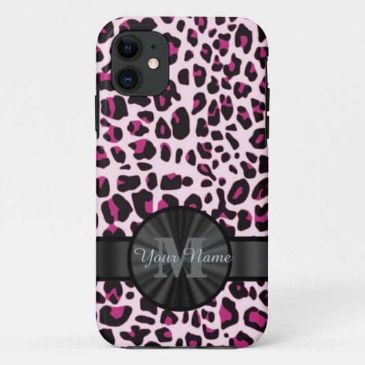 Hübscher Leopardenprint in Monogrammatik Case-Mate iPhone Hülle (Rückseite)
