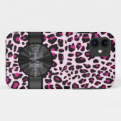 Hübscher Leopardenprint in Monogrammatik Case-Mate iPhone Hülle (Rückseite (Horizontal))