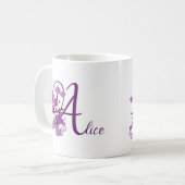 Hübscher lila blühender Name, niedlich Kaffeetasse (Vorderseite Links)