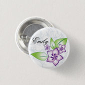 Hübscher lila Blumen-Flair Button (Vorne & Hinten)