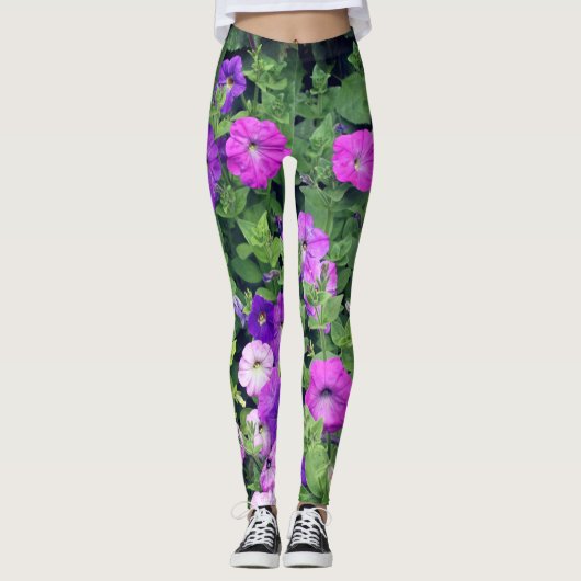 Hübscher lila Blumen-Garten-Frühling buntes Girly Leggings (Vorderseite)