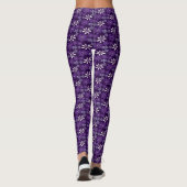 Hübscher Lila Blumengarten Doodle Leggings (Rückseite)