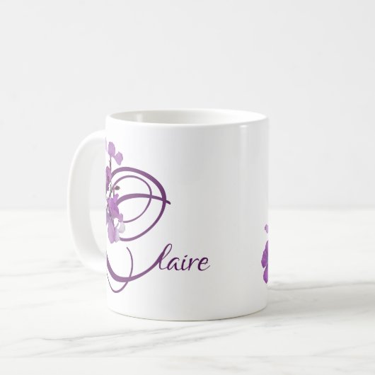 Hübscher lila Blumenname niedlich Kaffeetasse (Vorderseite Links)