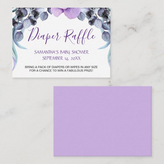 Hübscher Lila Blumenspulenspülung Begleitkarte (Vorne/Hinten)