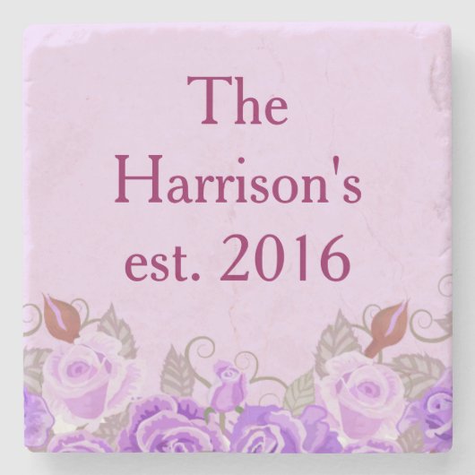 Hübscher Lila Blumenzellenname Steinuntersetzer (Vorderseite)